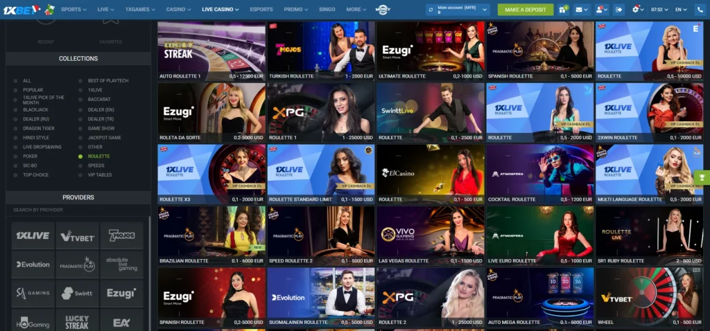 라이브 카지노 1XBet 한국